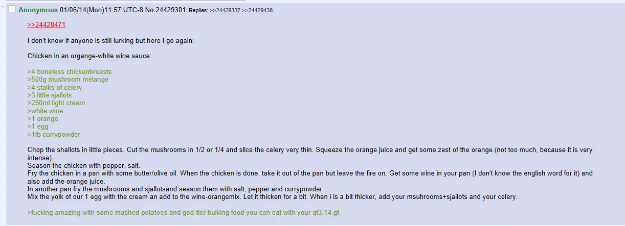 Chicken in Orange White Wine Sauce